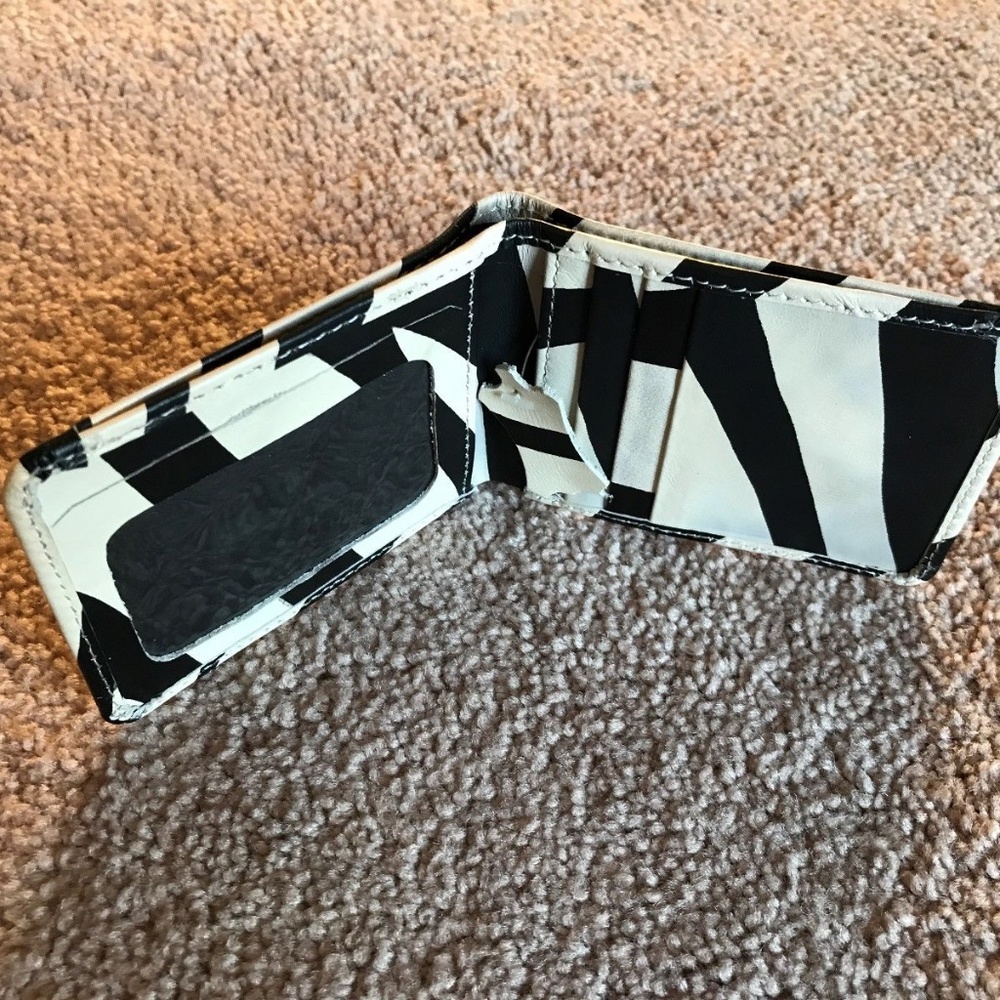 Wallet Black/White Bifold Purse Handmade Moneyclip - Picture 4 of 4